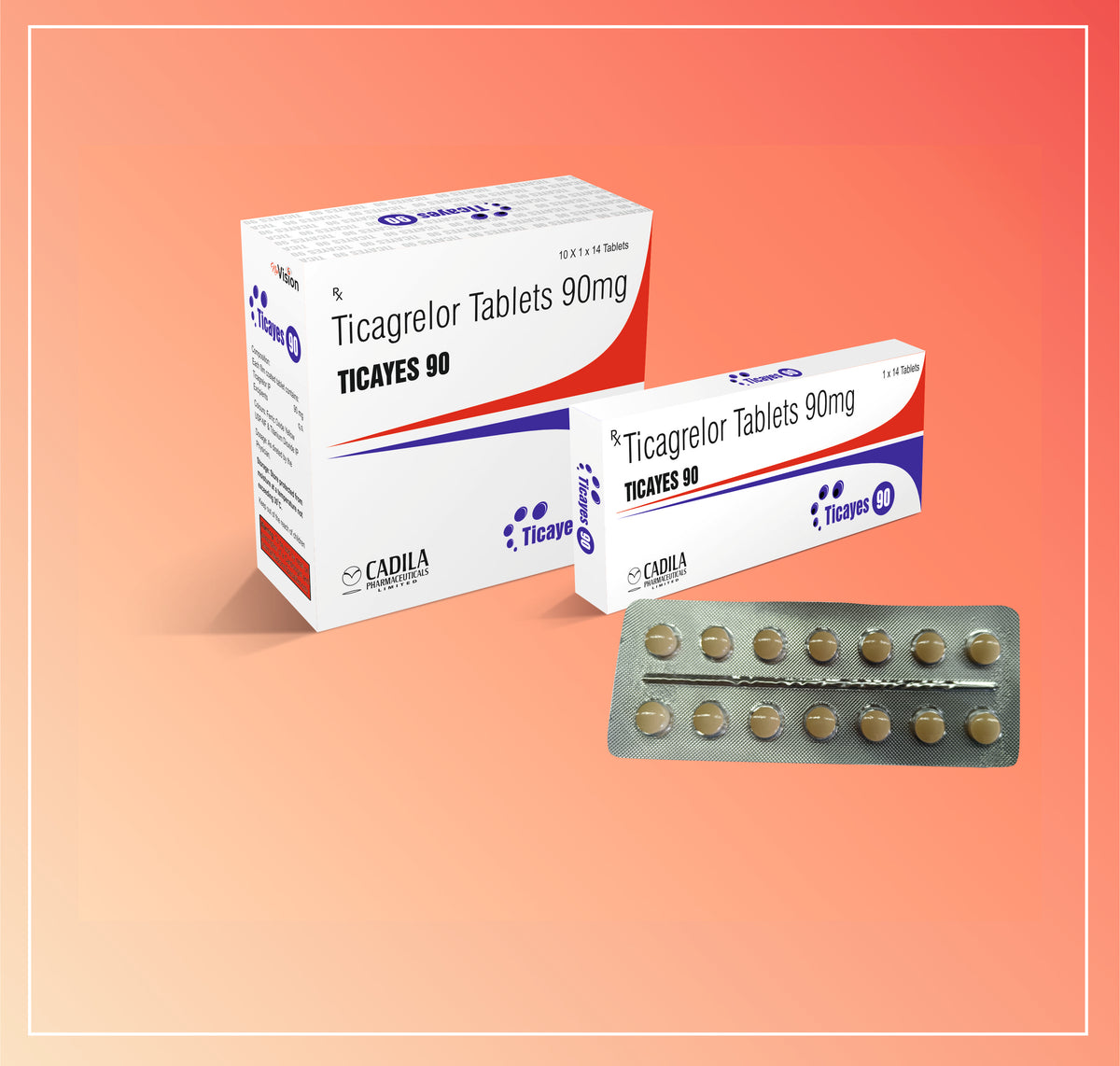 Ticayes Tab (10X14T) Ticagrelor Tablets 90 Mg By Cadila