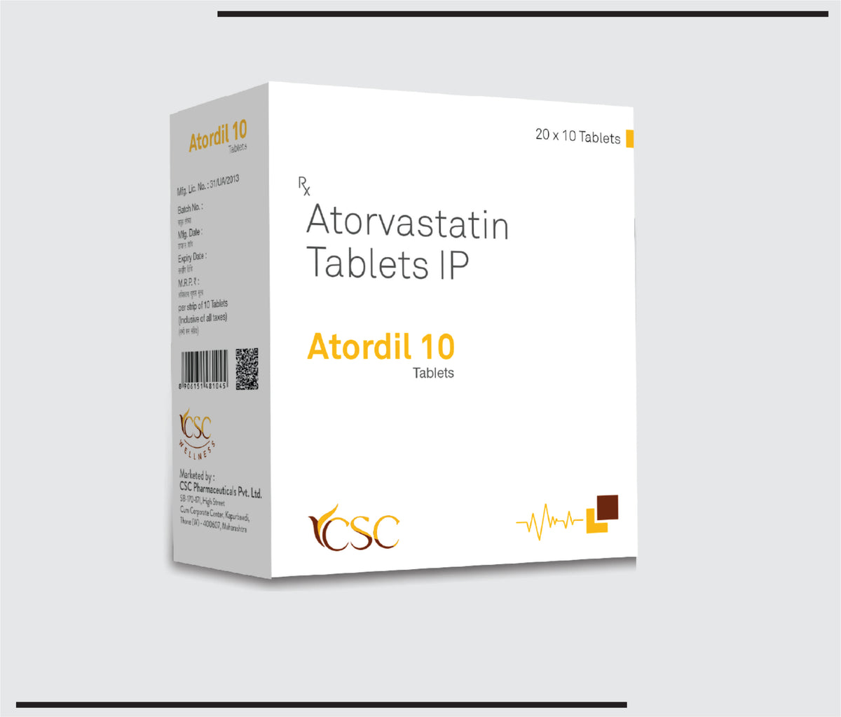 Atordil 10 (20x10) Atorvastatin Calcium 10mg by Csc