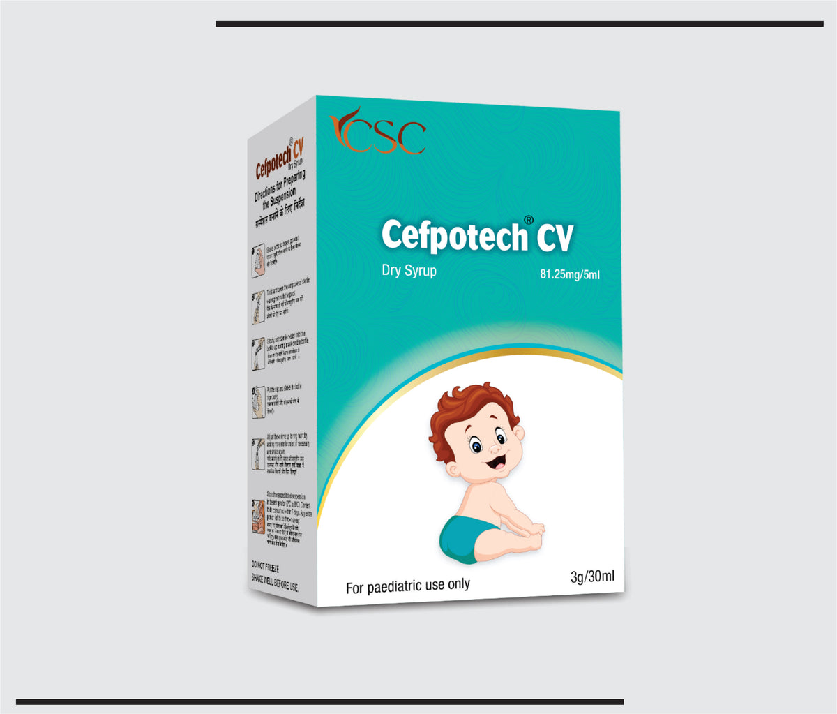 Cefpotech CV (30 ml) Cefpodoxime 50mg + Clavulanic acid 31.25 mg by Csc