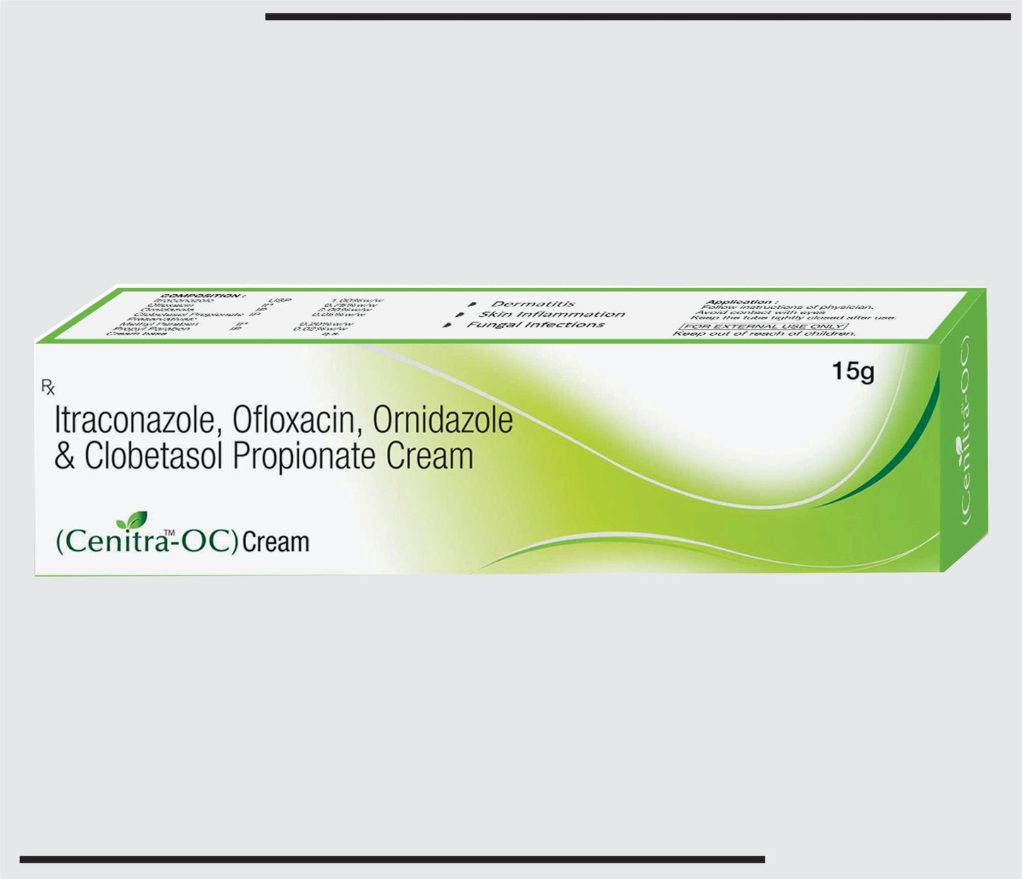 Cenitra OC Cream (Itraconazole 1.00% w/w, Ofloxacin 0.75% w/w, Ornidazole 2.00% w/w & Clobetasol Propionate 0.05% w/w)