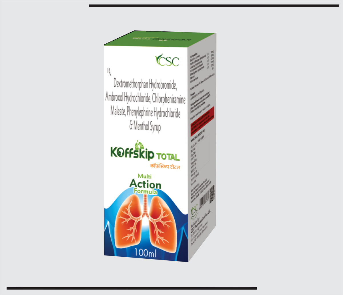 Koffskip Total (100 ml ) Dextromethorphan Hydrobromide 10mg + Ambroxol Hydrochloride 15mg + Chlorpheniramine Maleate 2mg + Phenylephrine Hydrochloride 5mg + Menthol 1.5mg by Csc