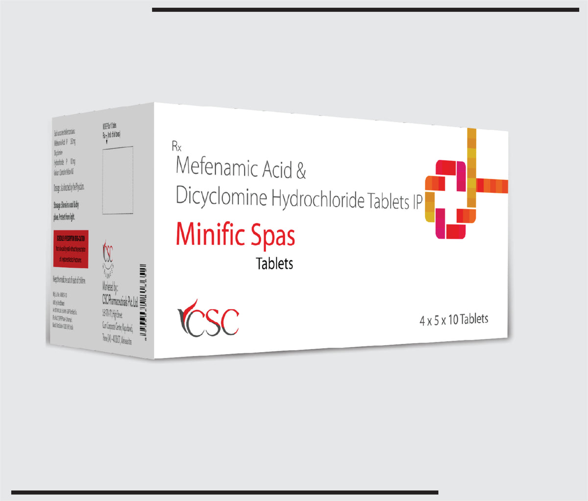 Minific Spas (4x5x10) Mefenamic Acid 250mg + Dicyclomine HCL 10mg by Csc
