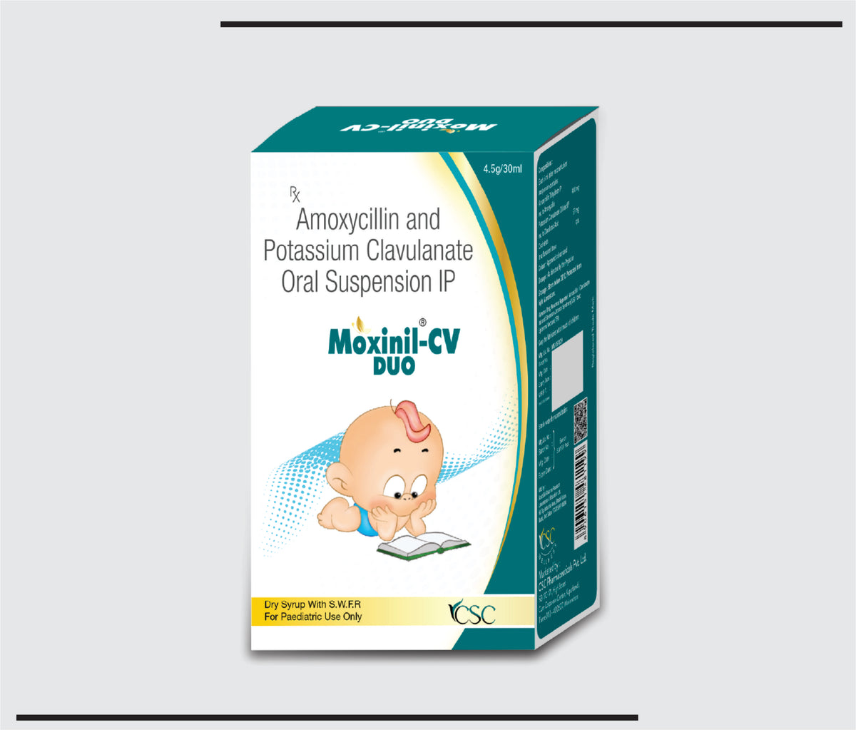Moxinil CV Duo (30 ml ) Amoxycillian 400 mg + Clavulanic acid 57 mg by Csc