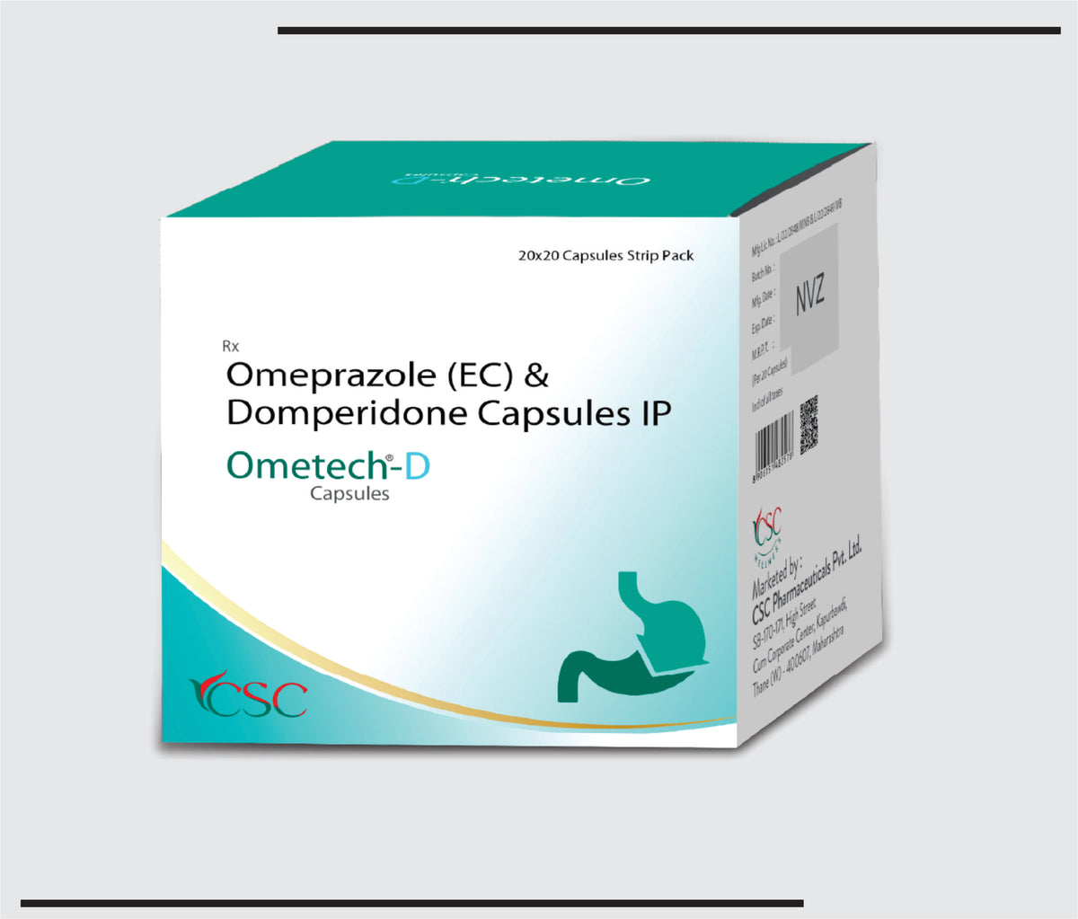 Ometech D (20x20) Omeprazole 20 mg & Domperidone 10 mg by Csc