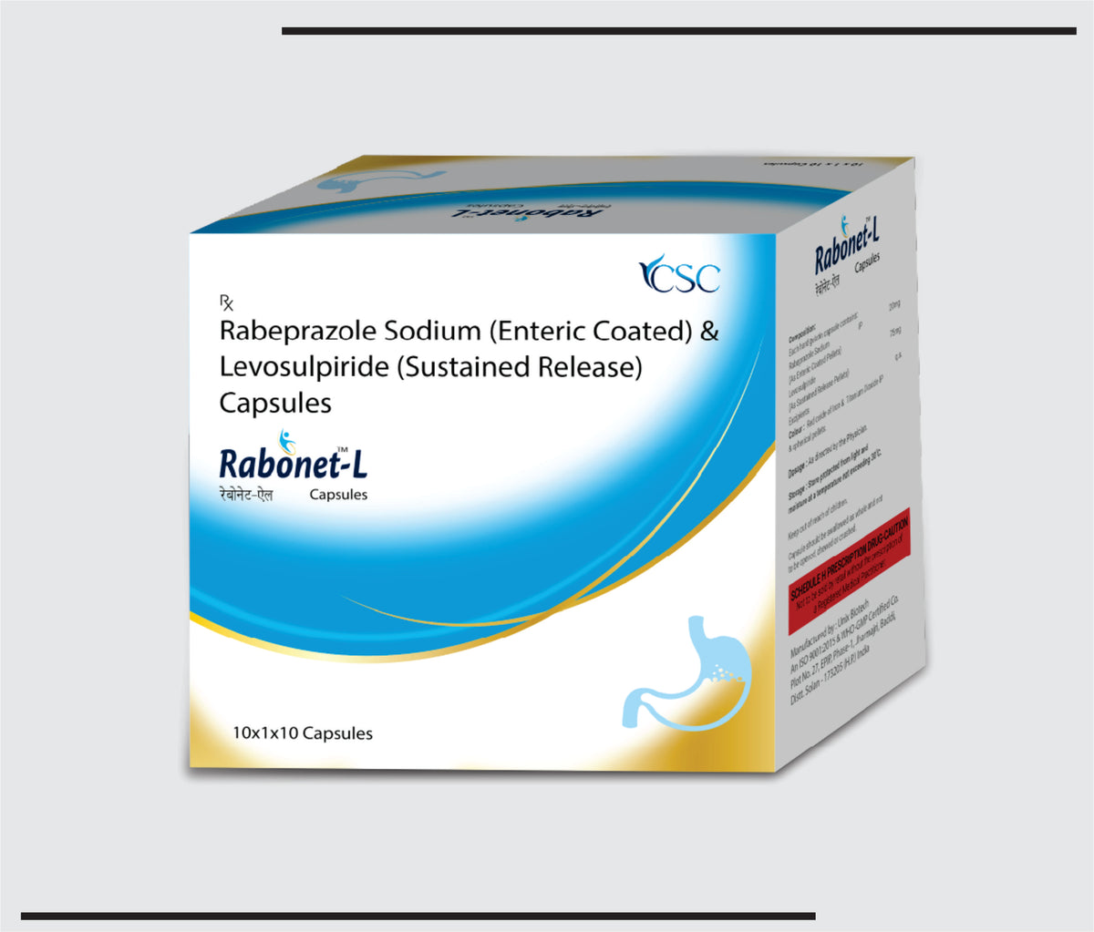 Rabonet L (10x1x10) Rabeprazole 20 mg + Levosulpride 75 mg SR by Csc