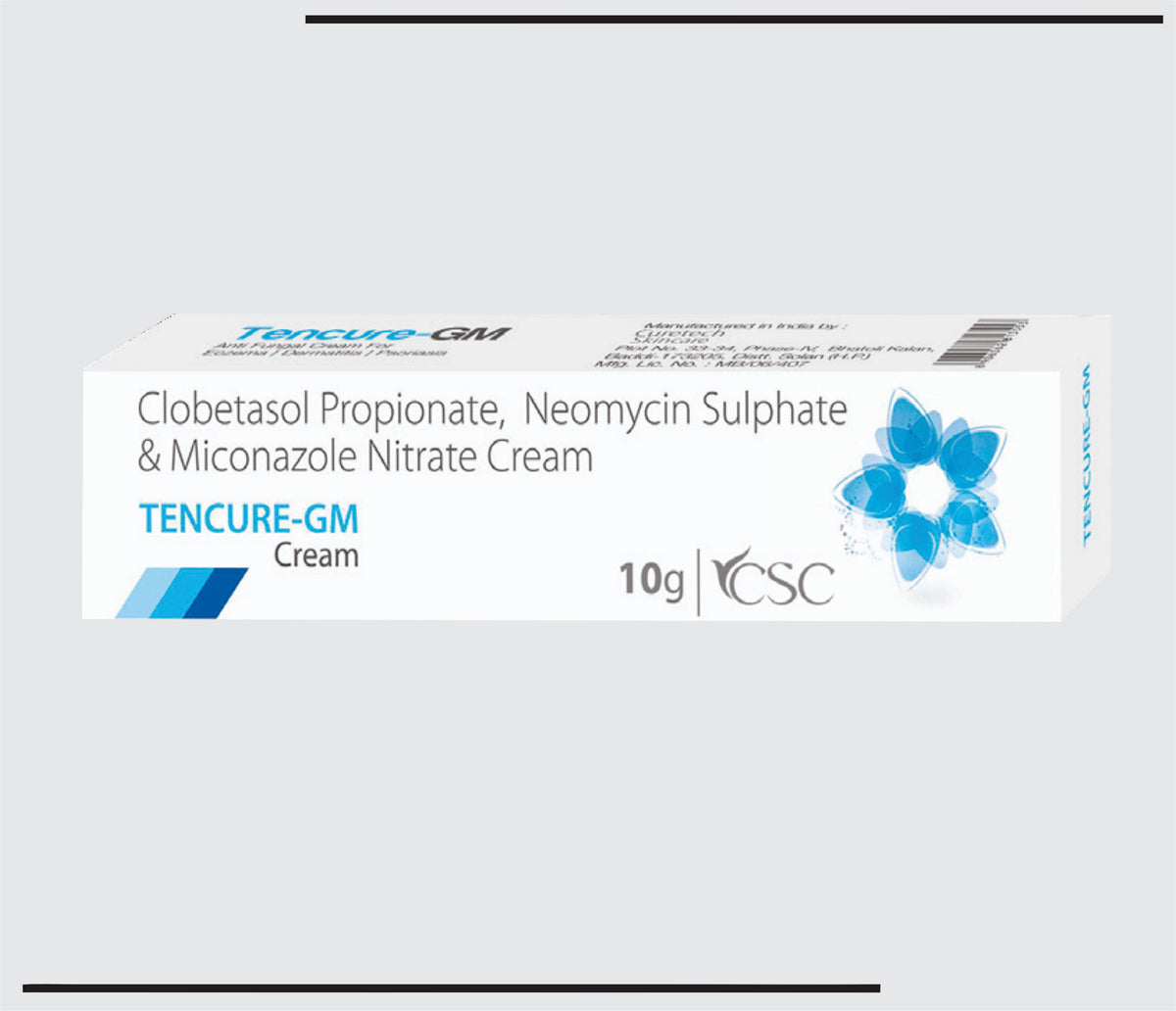Tencure GM (20g) Clobetasol Pro.0.05% + Neomycin Sul.0.5% + Miconazole.2% by Csc