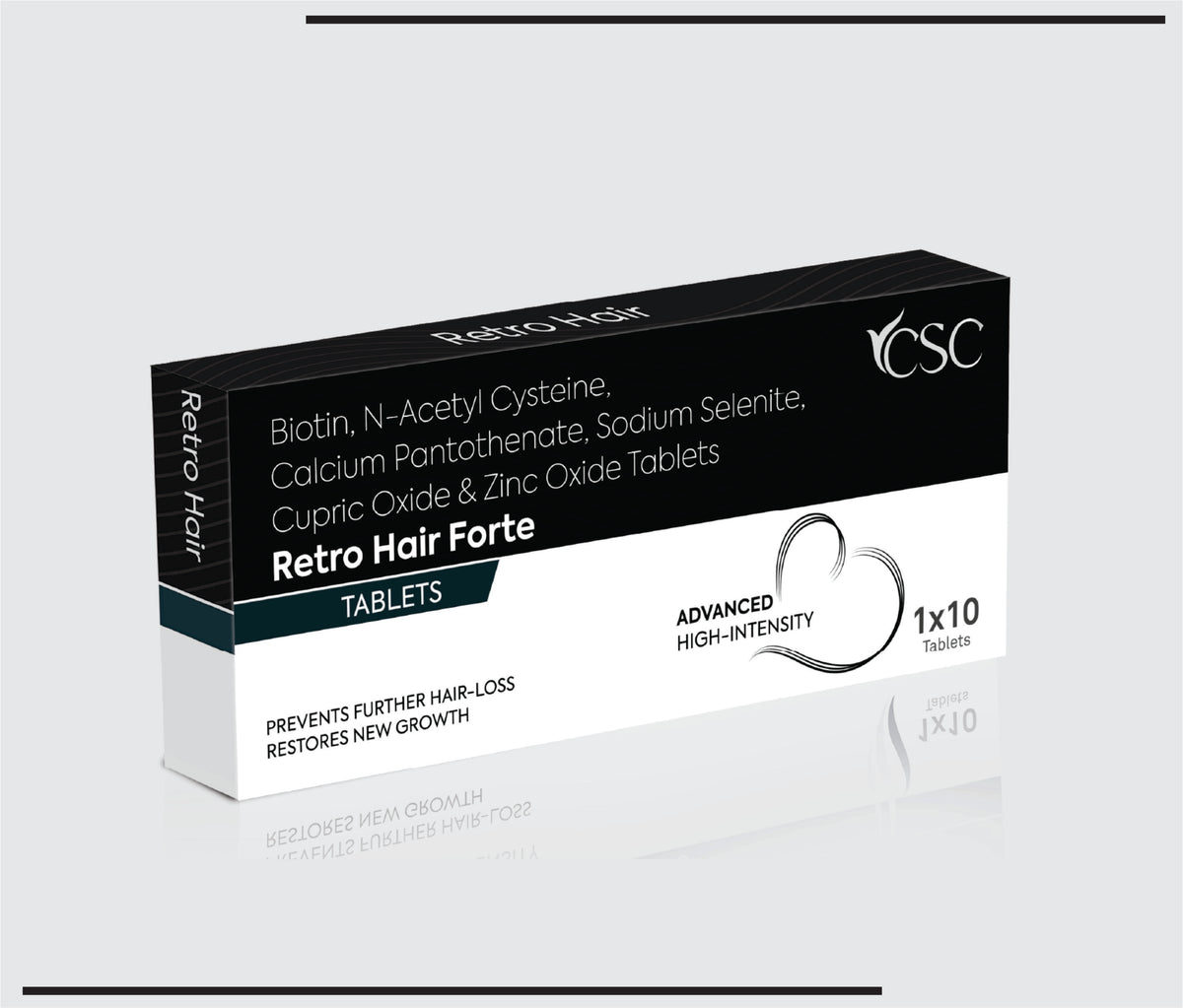Retro Hair Forte (10x1x10) Biotin-10mg+N-Acetylcysteine-50mg+Cupric Oxide-3mg+Zinc Oxide-22.5mg+Calcium Pantothenate-100mg+Sodium Selinite-65mcg by Csc