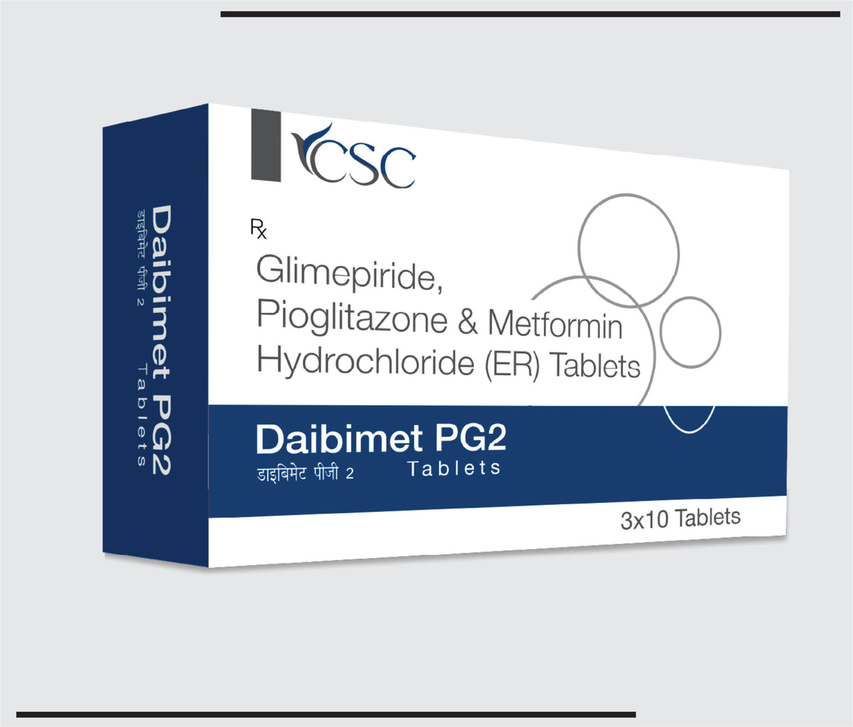 Daibimet PG2 (5x3x10) Metformin 500mg + Glimepride 2mg + Pioglitazone 15mg by Csc