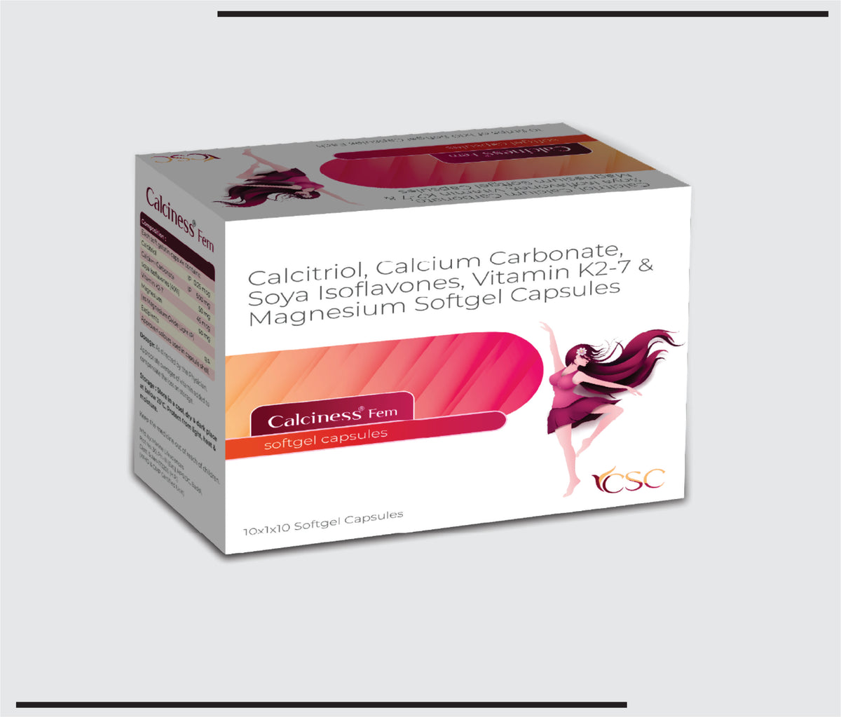 Calciness Fem (10x1x10) Calcitriol 0.25mcg + Calcium Carbonate 500mg + Soya Isoflavones 50mg + Vitamin K27 45mcg + Magnesium 50mg by Csc