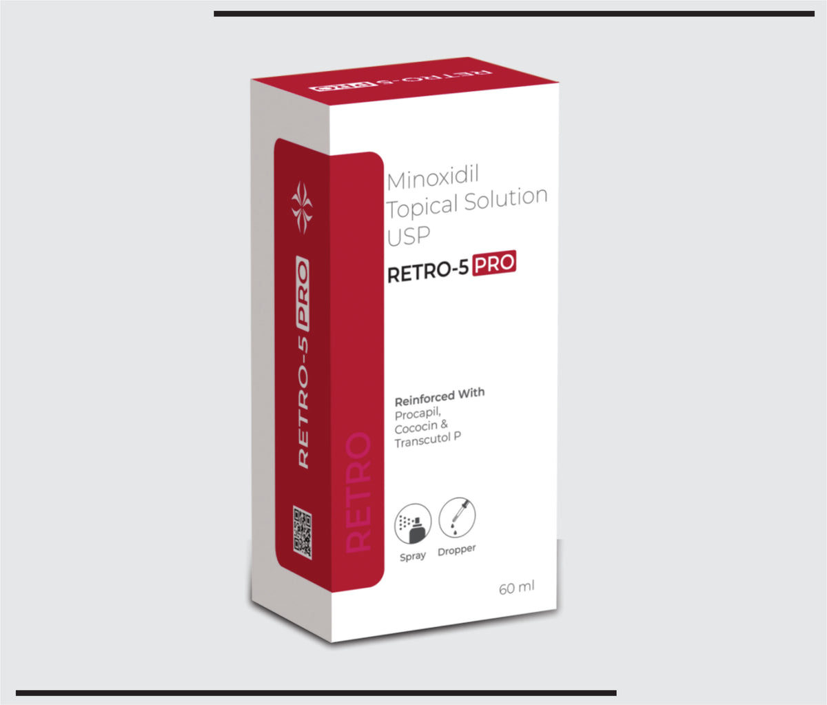 Retro 5 Pro (60ml) Minoxidil Solution 5% With Procapil Transutol P and Cococin by Csc