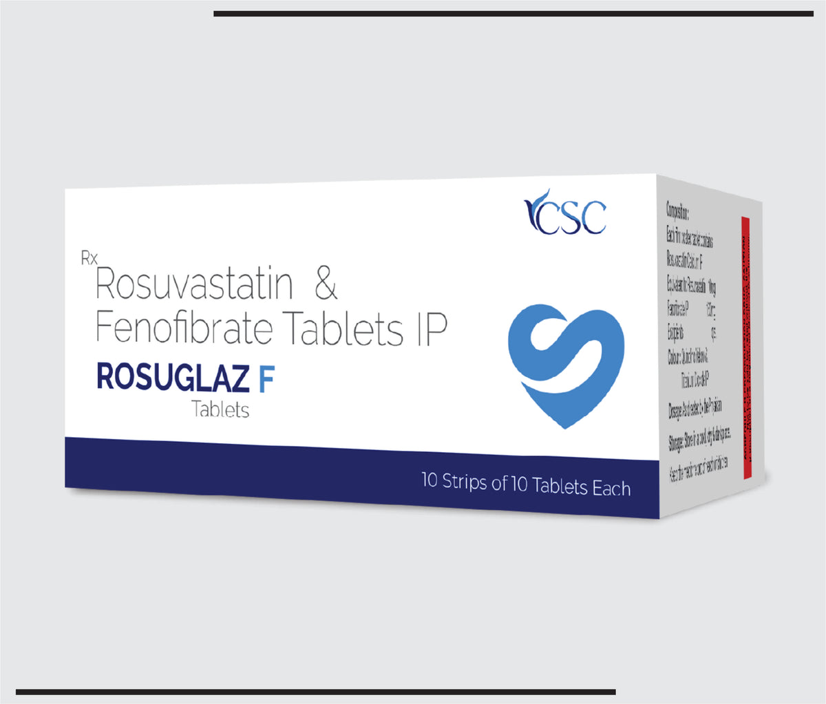 Rosuglaz F (10x10) Rosuvastatin 10mg+Finofiberate 160mg by Csc