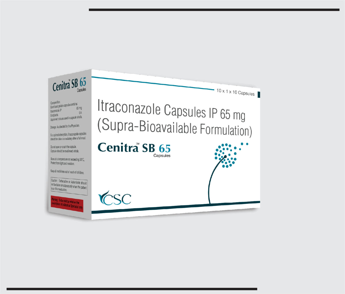 Cenitra SB 65 (10x1x10) Itraconazole 65 mg (Supra-bioavailable) by Csc