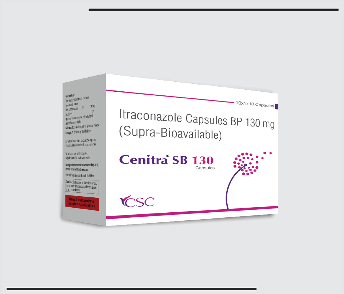 Cenitra SB 130 (10x1x10) Itraconazole 130 mg (Supra-bioavailable) by Csc