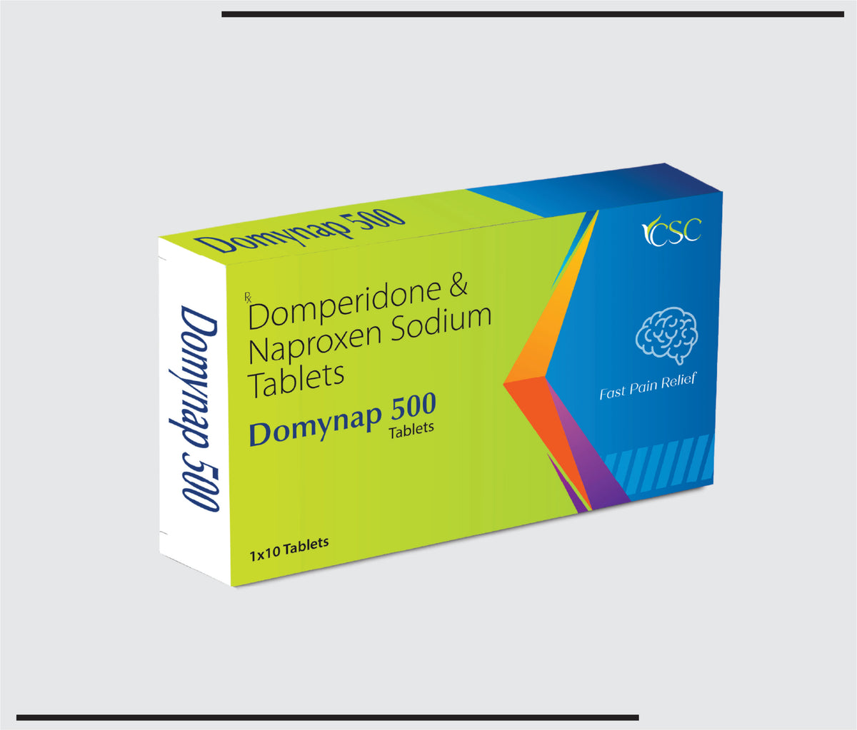 Domynap 500 (10x1x10) Domperidone Maleate 10mg + Naproxen Sodium 550mg Equ. To Naproxen 500mg by Csc