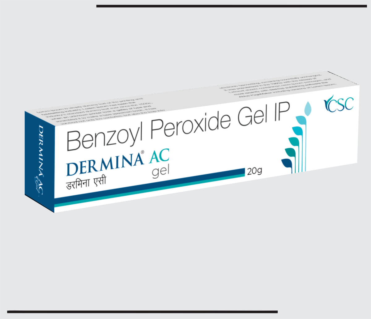 Dermina AC Gel (20gm) Hydrous Benzoyl Peroxide IP equivalent to Anhydrous Benzoyl Peroxide 2.5% In ab Aqueous Gel base with Glycerol and Acrylates Co-Polymer by Csc