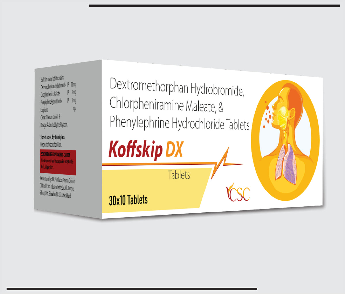 Koffskip DX (30x10) Dextrometorphan Hydrobromide 10mg+Chlorpheniramine Maleate 2 mg+Phenylephrine Hydrochloride 5mg by Csc