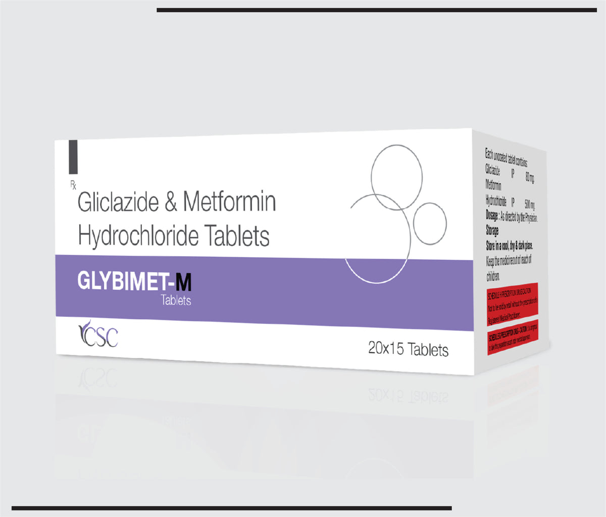 Glybimet-M (20x15) Metformin Hydrochloride 500mg + Gliclazide 80mg tablet by Csc