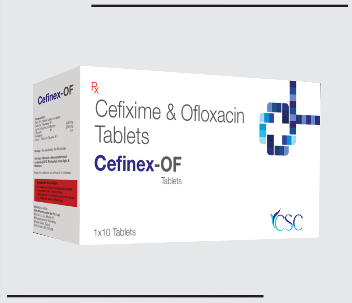 Cefinex OF (10x1x10) Cefixime 200 mg + Ofloxacin 200 mg by Csc