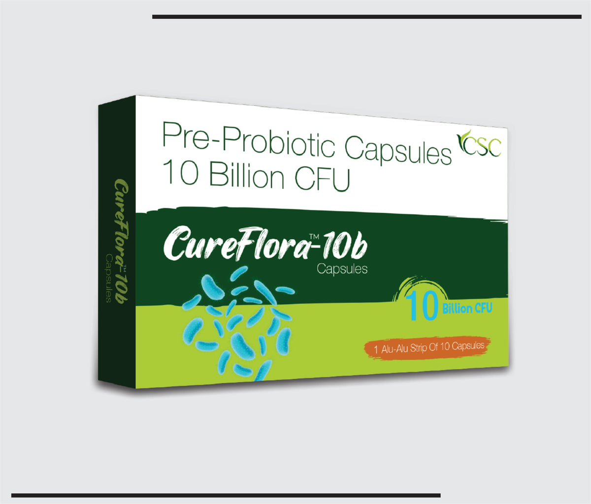 CureFlora 10b (10x1x10) Pre-Probiotic Capsules 10 Billion CFU by Csc