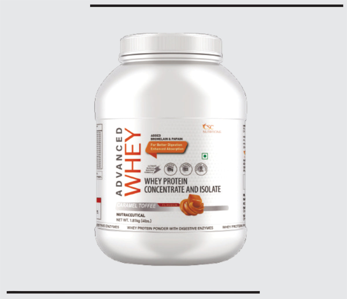 CSC Advance Whey 4 LB (1.81Kg) Concentrated Whey Protein Powder (Toffe Caramel Flavour) by Csc