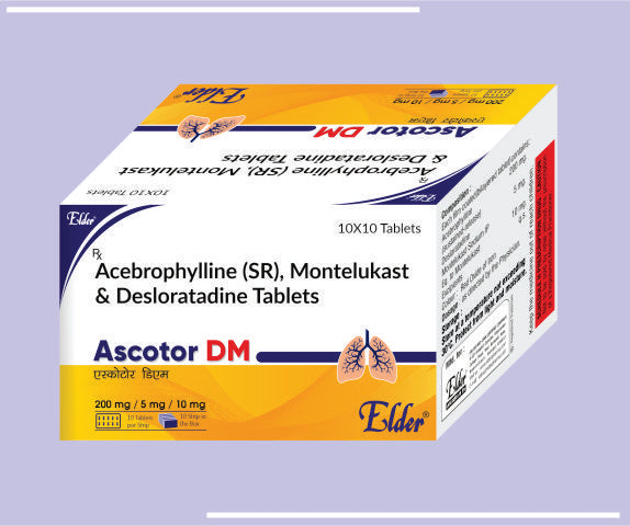Ascotor Dm Tabs (10X10) Acebrophylline 200 Mg Sr, Montelukast 10 Mg, Desloratadine 5 Mg Tab By Elder
