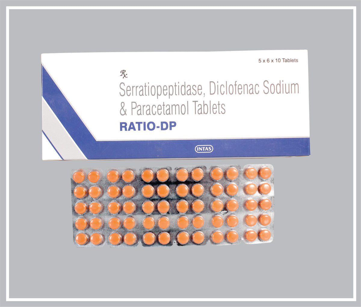 Ratio-Dp 10 Tab (Diclofenac Sodium 50Mg + Paracetamol 325Mg + Serratiopeptidase 10Mg ) By Intas