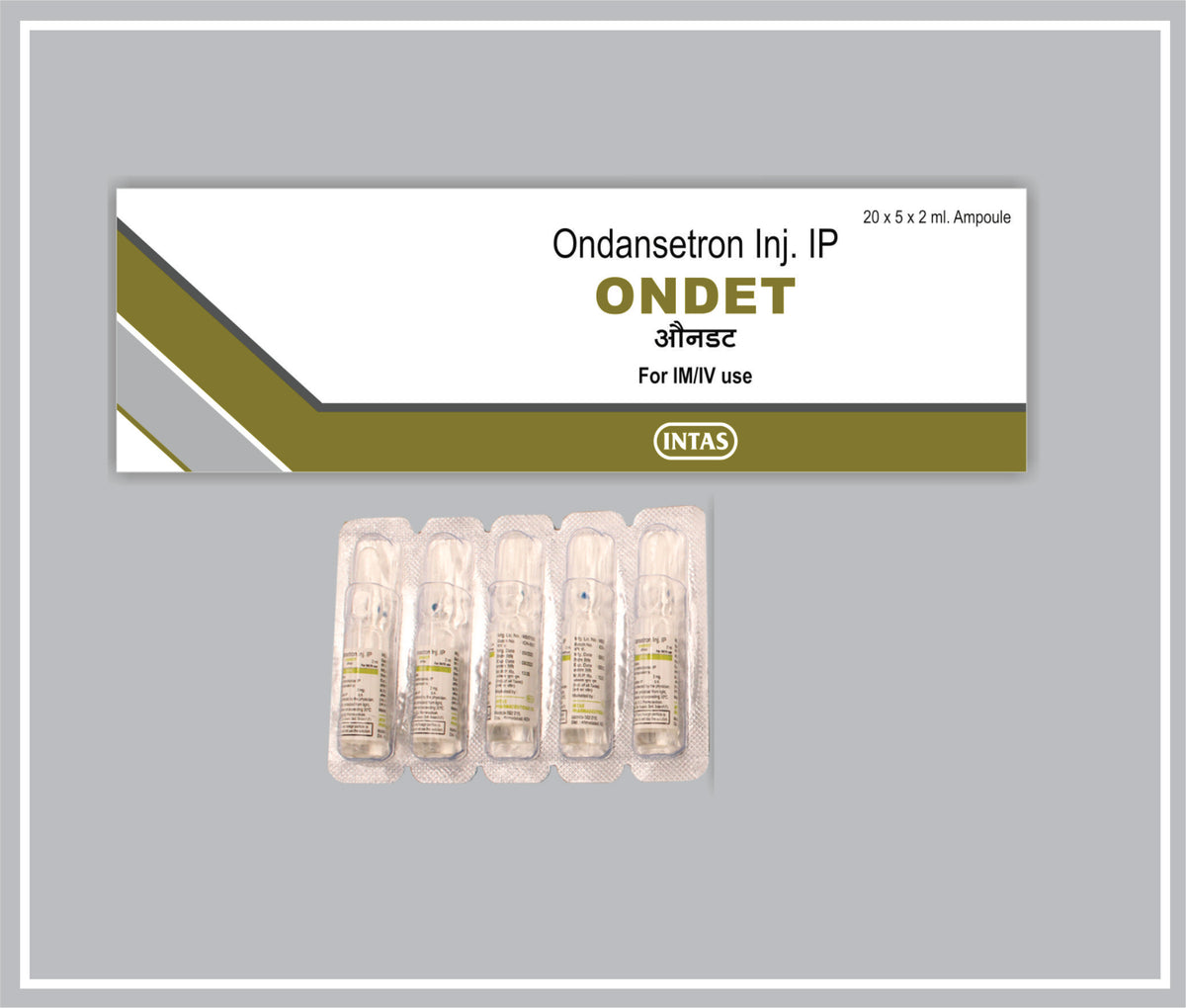 Ondet-2 Inj. 2Ml (Ondansetron 2 Mg/Ml Inj) By Intas