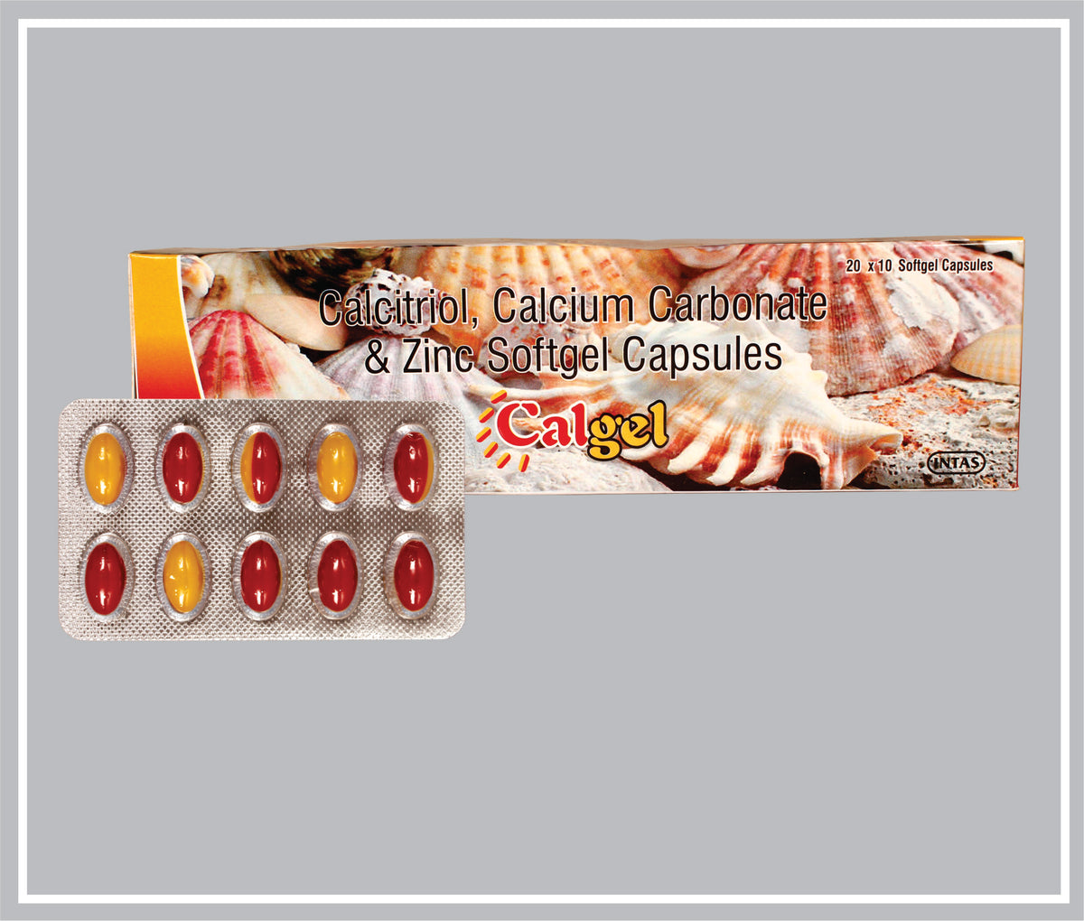 Calgel 10 Cap (Calcitrol 0.25Mcg + Calcium Carbonate 500Mg Eq. To Elemental Calcium 200Mg + Zinc 7.5Mg ) By Intas