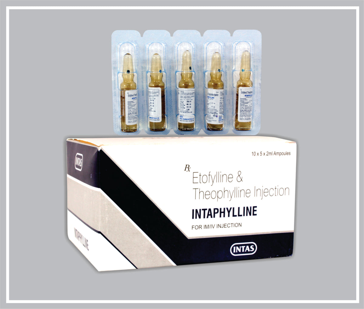Intaphylline Inj 2 Ml (Etofylline 84.7 Mg/2 Ml, Theophylline 25.3 Mg/2 Ml Inj) By Intas