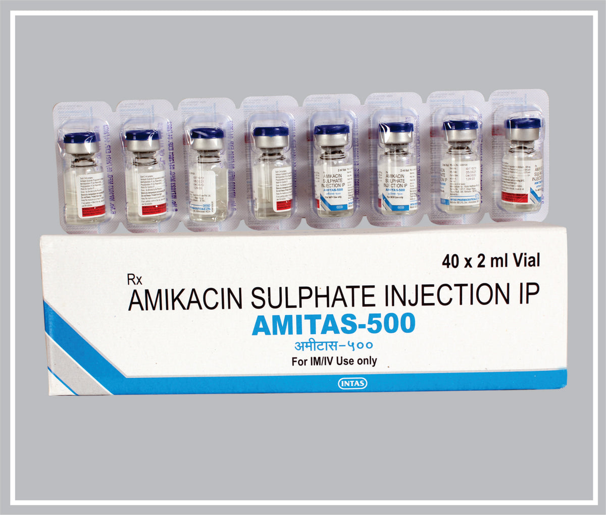 Amitas-500 Inj 2Ml (Amikacin Sulphate 500Mg /2Ml ) By Intas