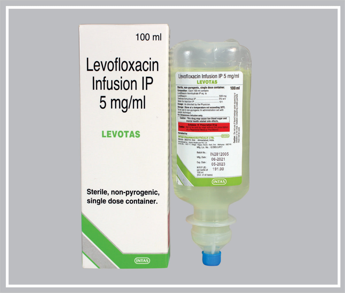 Levotas Inj 100Ml (Levofloxacin 500Mg ) By Intas