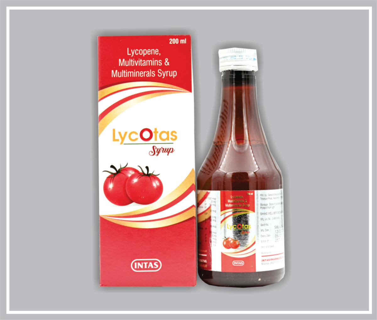 Lycotas Syrup 200 Ml (Lycopene, Multivitamin, Multiminerals Syr) By Intas