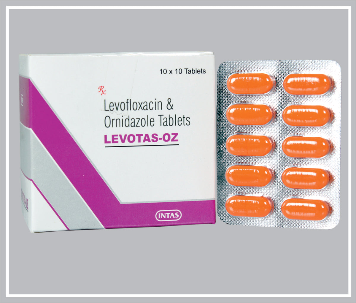 Levotas Oz 10 Tab (Levofloxacin 250Mg + Ornidazole 500Mg, Film Coated Tablet) By Intas