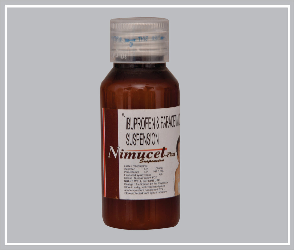 Nimucet Flam 60 Ml (Ibuprofen 100 Mg/5 Ml, Paracetamol 162.5 Mg/5 Ml) By Intas