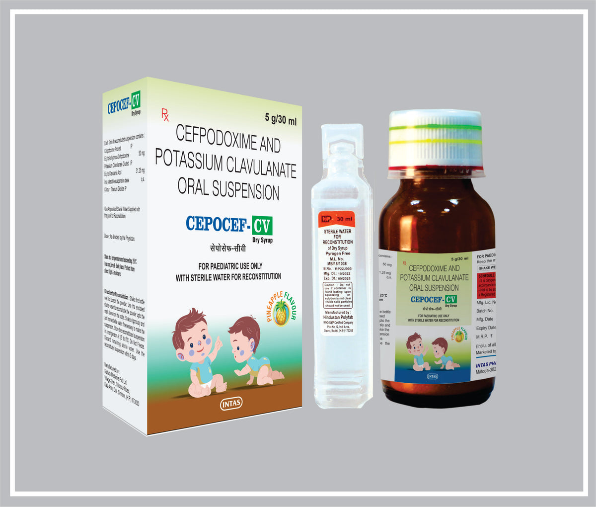 Cepocef –Cv Dry Syp 30 Ml (Cefpodoxime Proxetil 50Mg + Potassium Clavulanate 28.5Mg + Wfi ) By Intas