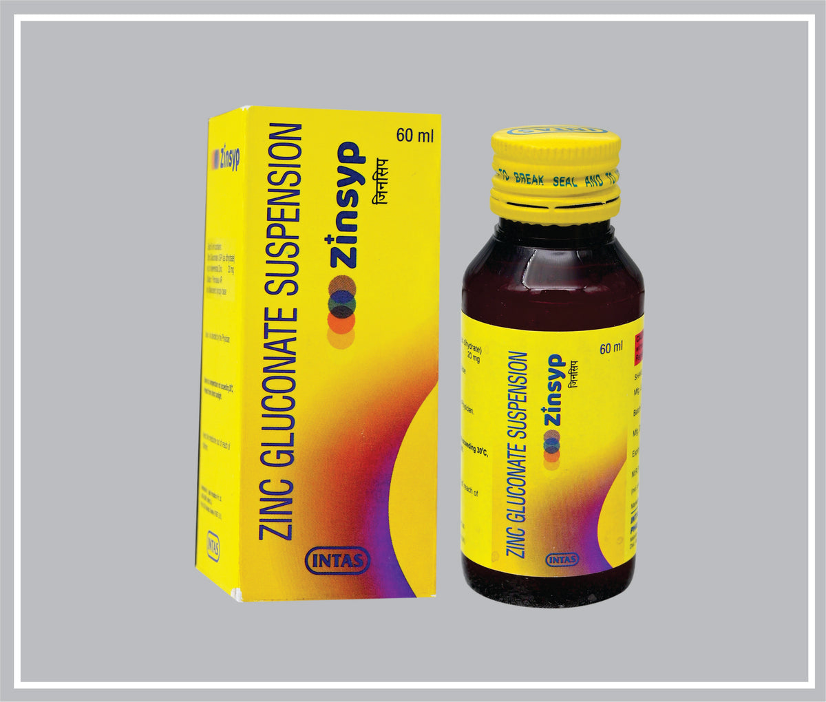 Zinsyp 60 Ml (Zinc Gluconate Eq. To Elemental Zinc 20Mg /5Ml) By Intas