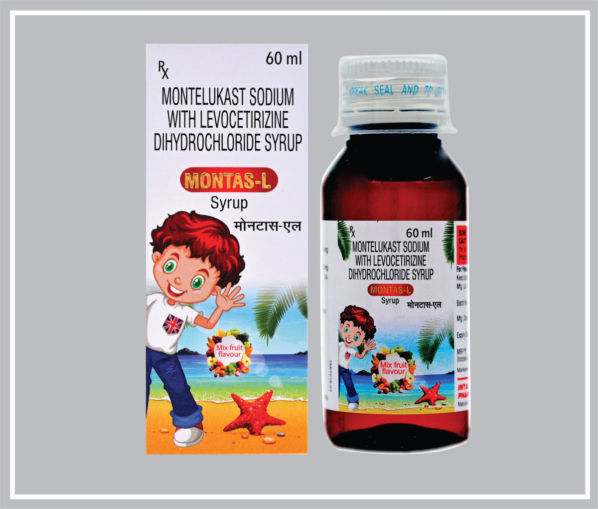 Montas-L Syp 60 Ml (Montelukast Sodium 4Mg + Levocetirizine 2.5Mg /5Ml ) By Intas