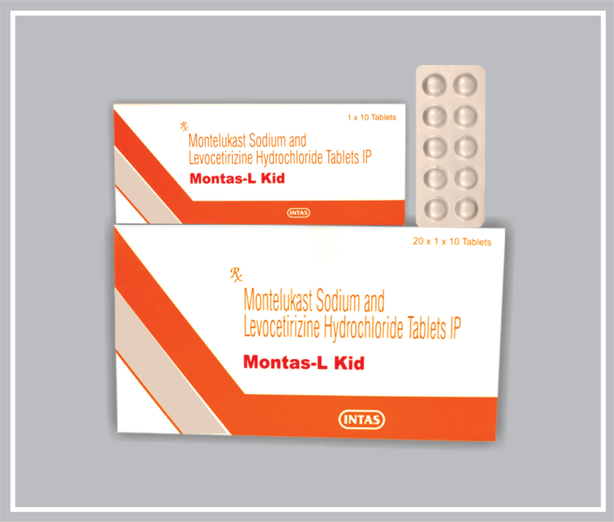 Montas-L Kid 10 Tab (Montelukast Sodium 4Mg + Levocetirizine 2.5Mg) By Intas
