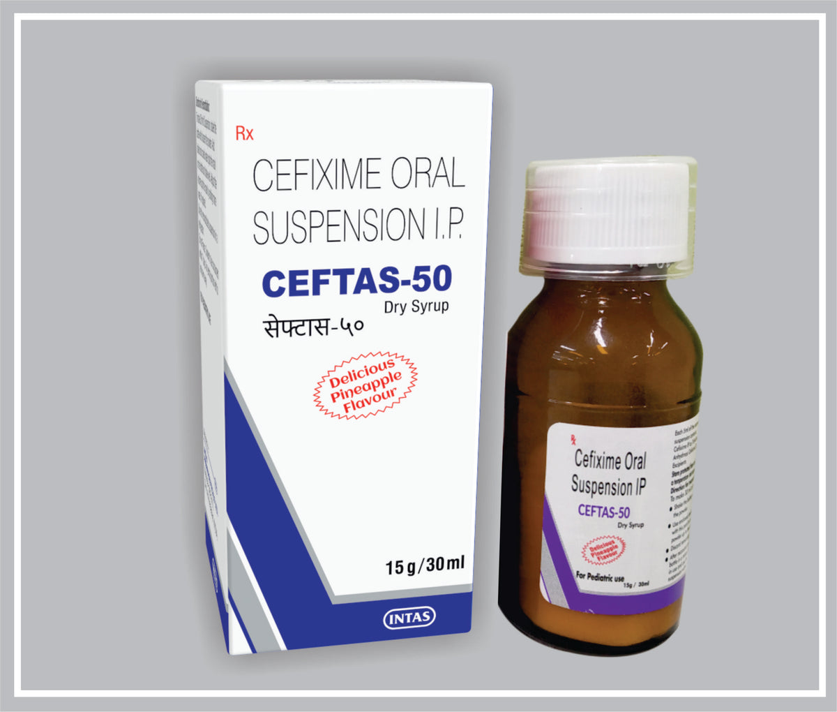 Ceftas-50 Ds 30 Ml (Cefixime 50Mg /5Ml) By Intas