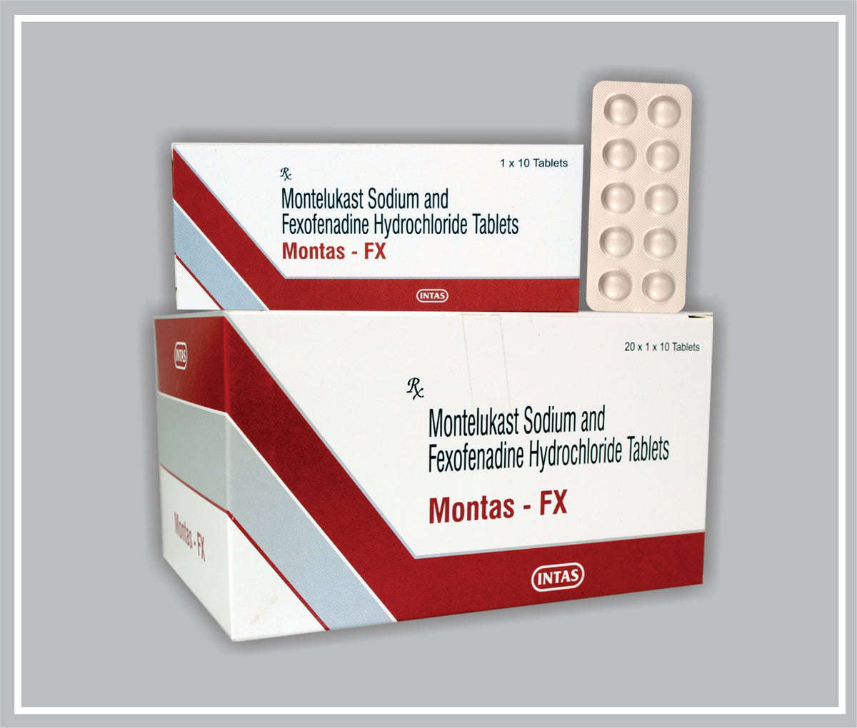 Montas-Fx 10 Tab (Montelukast Sodium 10Mg + Fexofenadine Hydrochloride 10Mg, Film Coated Tablet) By Intas
