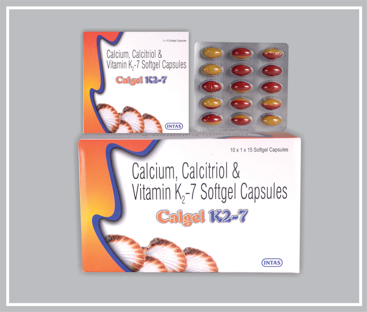 Calgel K2-7 15Cap (Calcium 500 Mg, Calcitriol 0.25 Mcg, Vitamin K2-7 45 Mcg Cap) By Intas