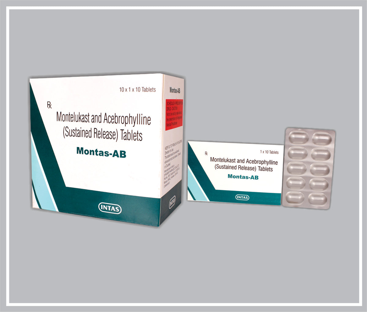 Montas-Ab 10 Tab (Montelukast Sodium 10Mg + Acebrophylline 200Mg Sustain Release) By Intas