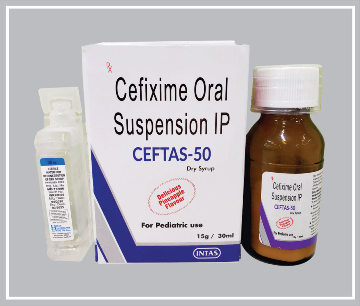 Ceftas 50 Ds 30 Ml With Wfi (Cefixime 50Mg /5Ml + Wfi ) By Intas