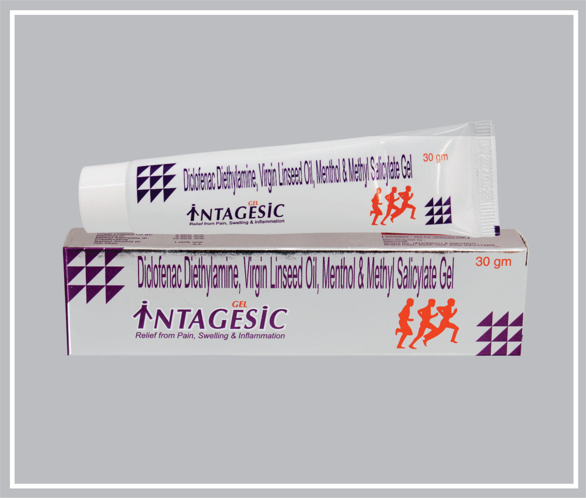 Intagesic Gel 30Gm (Combo) (Diclofenac Diethylamine 1.16% W/W, Methyl Salicylate 10% W/W, Linseed Oil 3% W/W, Menthol 5% W/W Gel) By Intas