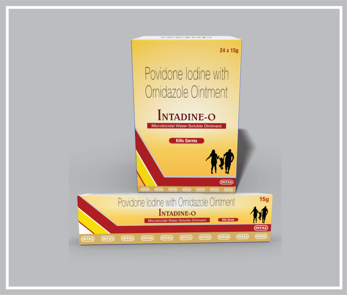 Intadine-O 15 Gm (Combo) (Povidone Iodine 5%W/W + Ornidazole 1%W/W) By Intas