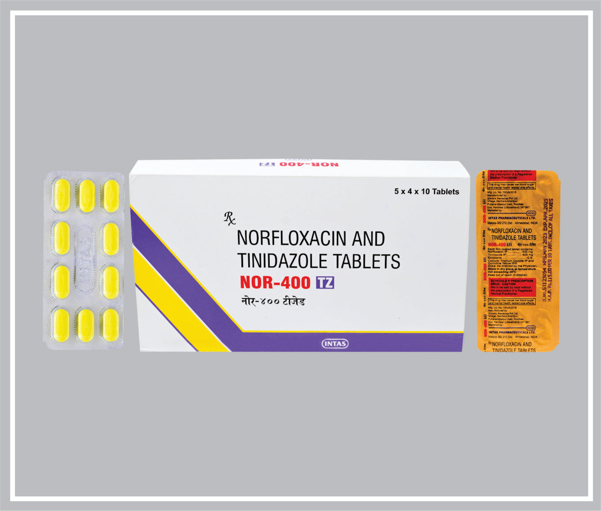 Nor- 400 Tz 10 Tab (Norfloxacin 400 Mg, Tinidazole 600 Mg Tab) By Intas