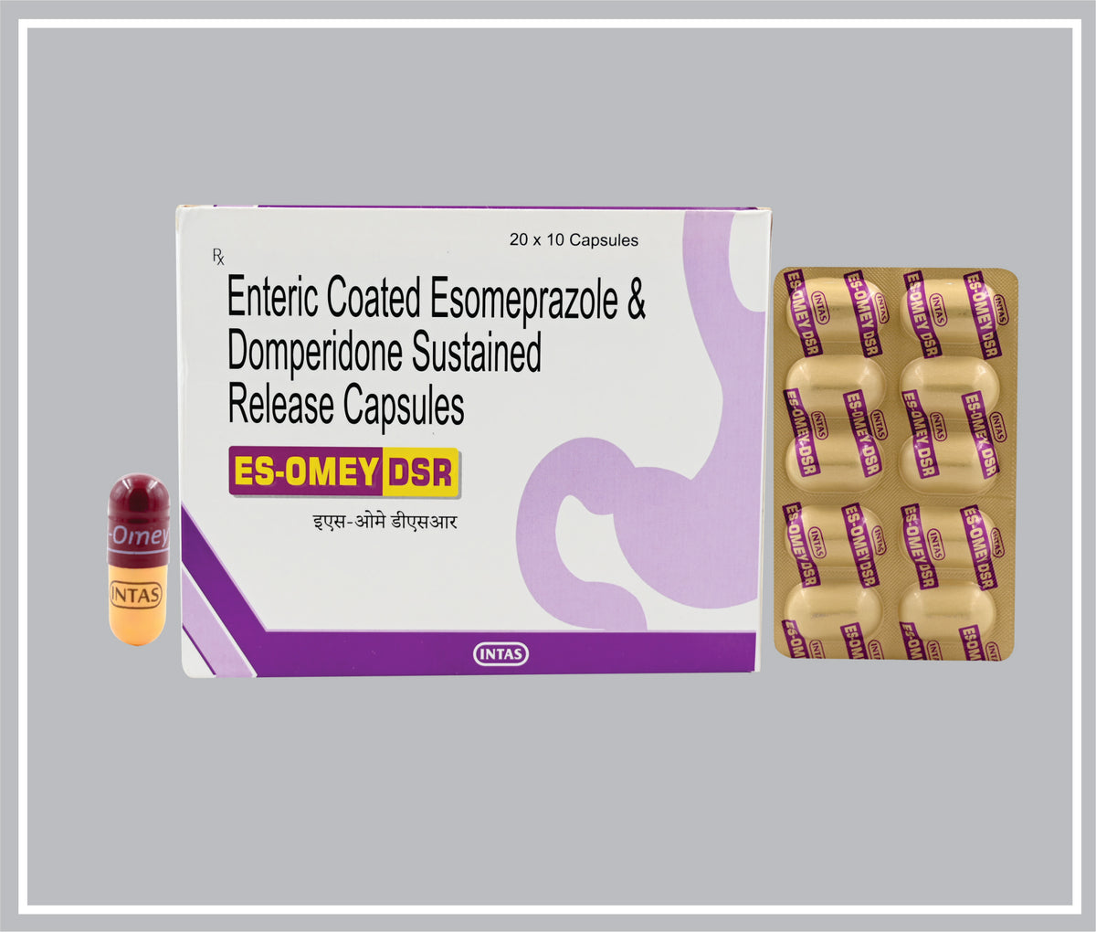 Es- Omey Dsr (10C) (Esomeprazole 40Mg (Ec Pellets) + Domperidone 10Mg ) By Intas