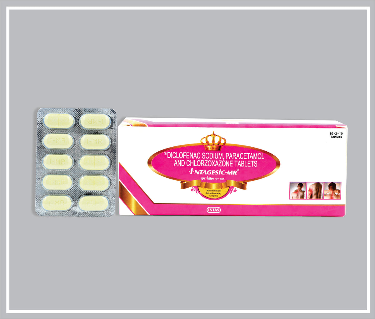 Intagesic Mr ( 20 X 10T ) ( Combo ) (Diclofenac Sodium 50 Mg, Paracetamol 325 Mg, Chlorzoxazone 250 Mg Tab) By Intas