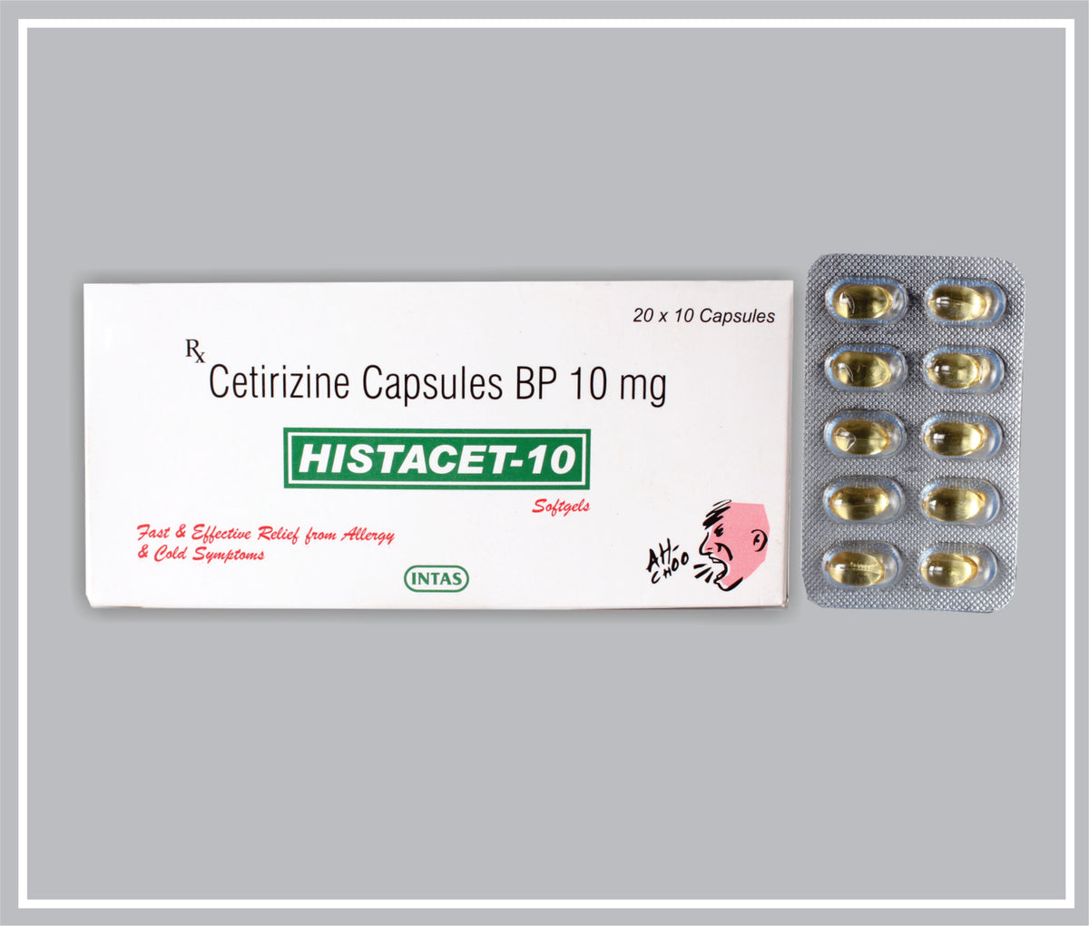 Histacet 10 Cap (Cetirizine 10 Mg Cap) By Intas