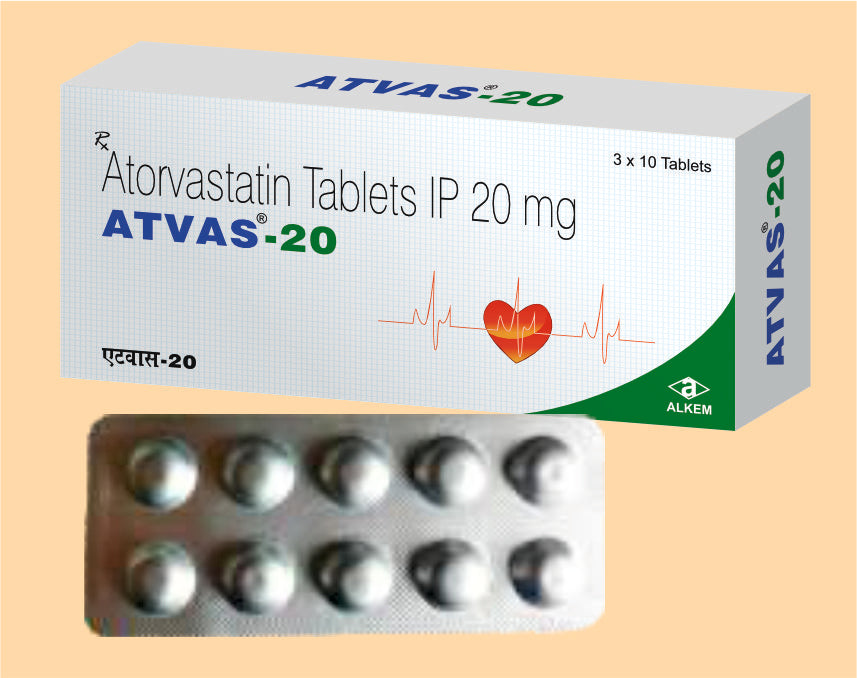 ATVAS 20 (3X10'S) (10's) Atorvastatin 20 Mg by Alkem1